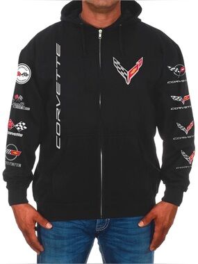 JH Design GM Corvette Black Zip-Up Hoodie